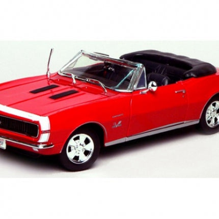 Red classic convertible diecast model car with detailed chrome accents and black interior