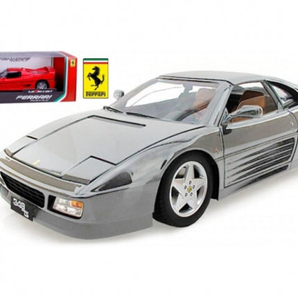 1:18 scale grey Ferrari 348 diecast model car with detailed exterior by Bburago