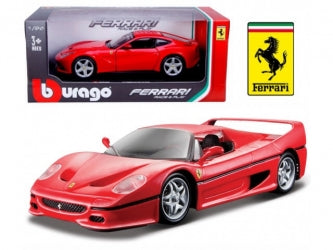 Red Ferrari F50 diecast model car 1:18 scale with box and Ferrari logo