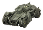 Diecast Batmobile model car in matte black, detailed 1:18 scale collectible on white background.