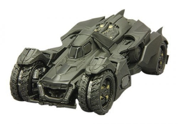 Diecast Batmobile model car in matte black, detailed 1:18 scale collectible on white background.