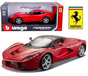 1:18 scale red Ferrari diecast model car by Bburago with box and Ferrari logo