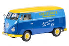 Blue and yellow Volkswagen diecast model van with Nurnberger Nachrichten livery, 1:18 scale