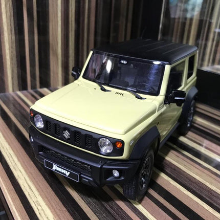 LCD Model Suzuki Jimny Cream 1:18 Diecast Model Car - studio product photo of the scale model