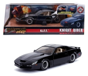 Knight Rider KITT black diecast model car with open door in collectible packaging
