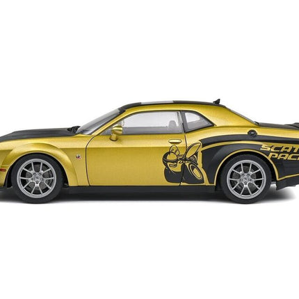 Solido 1/18 Diecast Dodge Challenger R/T SCAT PACK Widebody 2020 Gold Black - studio product photo of the scale model