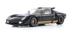 1:18 scale black and gold Lamborghini Miura SVR diecast model car, side view