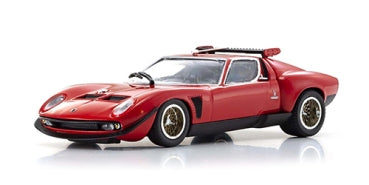 Red Lamborghini Miura SVR 1972 1:43 diecast model car front view on white background