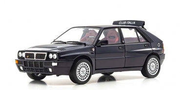 1:18 scale dark blue Lancia Delta HF Integrale Club Italia diecast model car front view