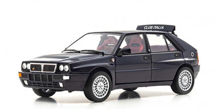 1:18 scale dark blue Lancia Delta HF Integrale Club Italia diecast model car side view