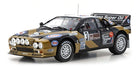 1:18 scale Lancia Rallye 037 diecast model car, gold black Targa Florio 1985, side view