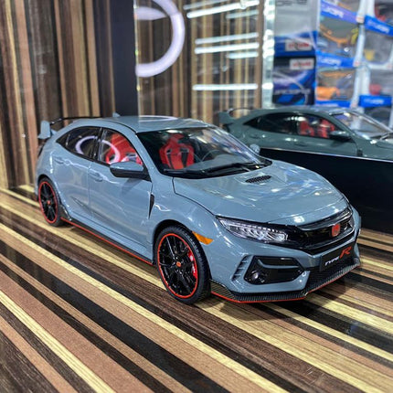 LCD Model Honda Civic Type R 2021 Grey 1:18 Diecast Model Car - detailed collector display model