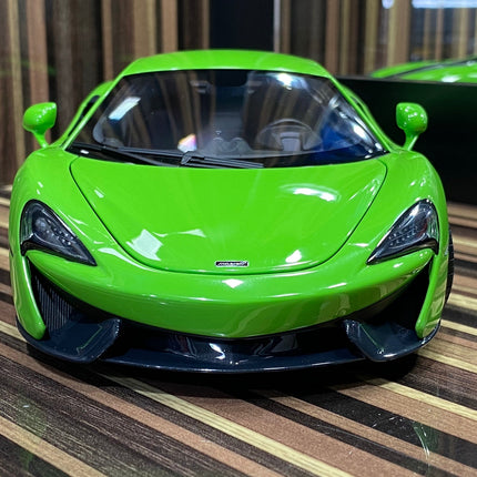 AutoArt McLaren 570S Green 1:18 Diecast Model Car - studio product photo of the scale model
