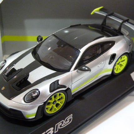 Porsche 911 GT3 RS 992 Porsche Experience Center Hockenheim 1:43 Spark – Silver / Acid Green - view 1