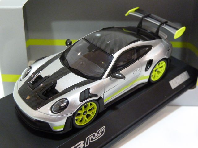 Porsche 911 GT3 RS 992 Porsche Experience Center Hockenheim 1:43 Spark – Silver / Acid Green - view 1