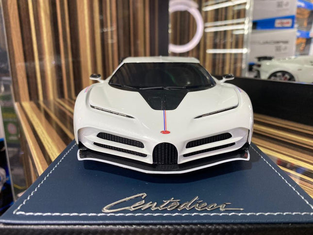 MR Collection 1/18 Resin Bugatti Centodieci White Limited Edition Diecast Model Car - studio product photo of the scale model