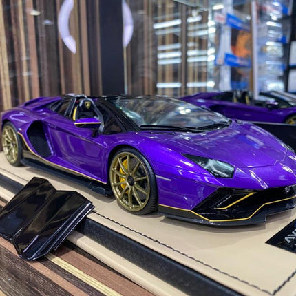 1/18 Resin Lamborghini Aventador Roadster Purple by MR - detailed collector display model