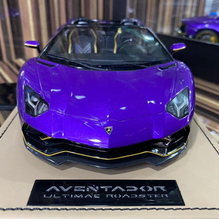 1/18 Resin Lamborghini Aventador Roadster Purple by MR - studio product photo of the scale model