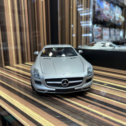 Minichamps Mercedes-Benz SLS 1/18 Diecast Model Matt Silver - detailed die-cast style model