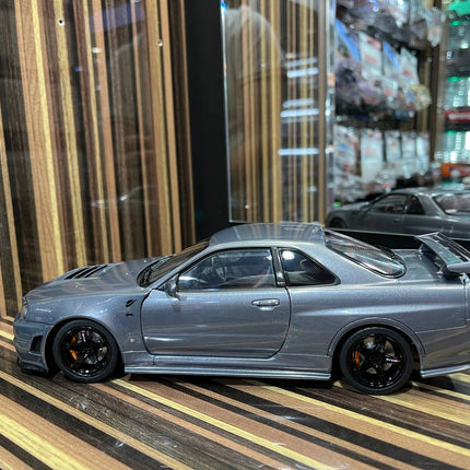 MotorHelix Nissan Skyline GT-R34 Nismo 1/18 Diecast Model Gun Metallic - fine detailed model replica