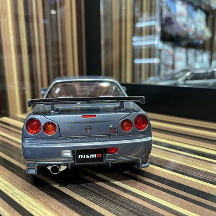 MotorHelix Nissan Skyline GT-R34 Nismo 1/18 Diecast Model Gun Metallic - detailed die-cast style model