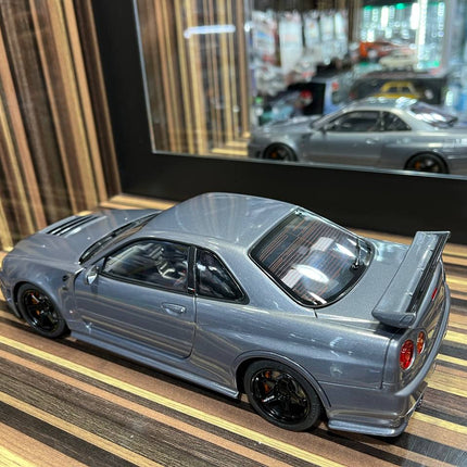 MotorHelix Nissan Skyline GT-R34 Nismo 1/18 Diecast Model Gun Metallic - scale model for display