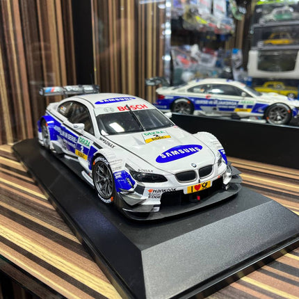 Minichamps BMW M3 DTM 1/18 Diecast Model White Blue - detailed collector display model