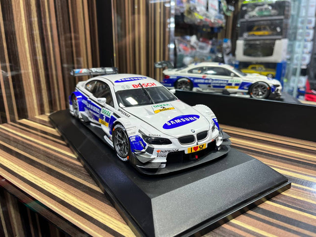Minichamps BMW M3 DTM 1/18 Diecast Model White Blue - detailed collector display model