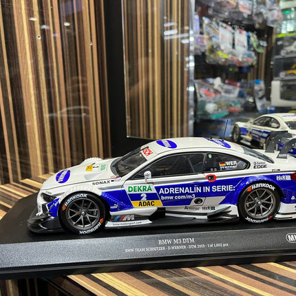 Minichamps BMW M3 DTM 1/18 Diecast Model White Blue - collectible scale model car