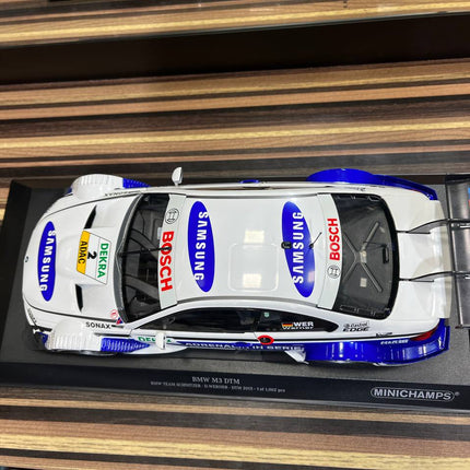 Minichamps BMW M3 DTM 1/18 Diecast Model White Blue - detailed die-cast style model