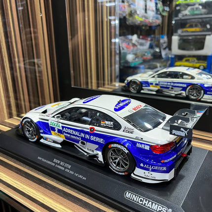 Minichamps BMW M3 DTM 1/18 Diecast Model White Blue - premium collector scale model