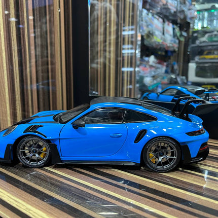Minichamps Porsche GT3RS 1:18 Blue Diecast Model Car Partial Opening - fine detailed model replica