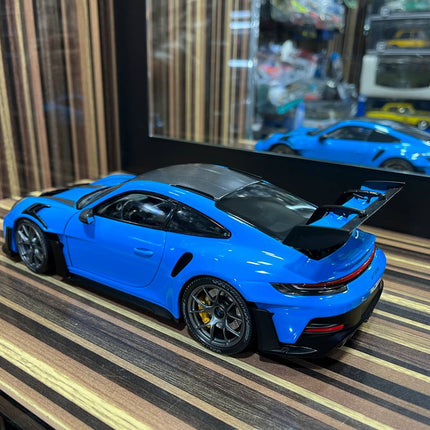 Minichamps Porsche GT3RS 1:18 Blue Diecast Model Car Partial Opening - scale model for display