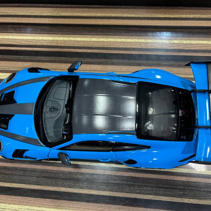 Minichamps Porsche GT3RS 1:18 Blue Diecast Model Car Partial Opening - premium collector scale model