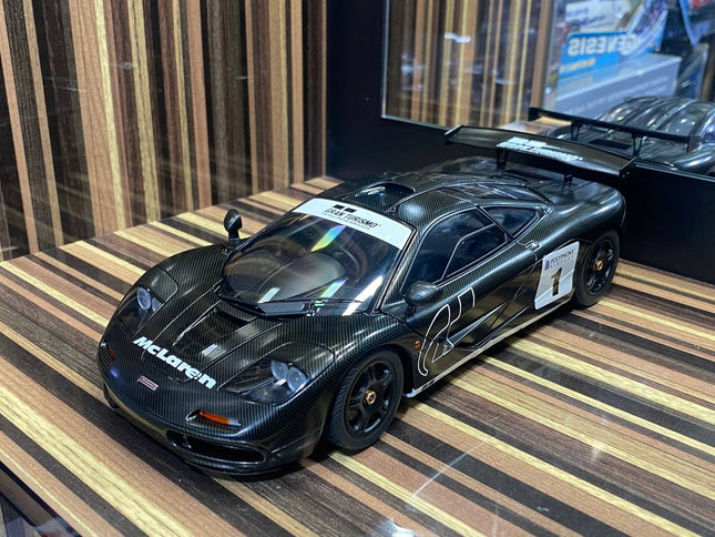 AutoArt McLaren F1 Stealth Black Carbon 1:18 Diecast Model Car - studio product photo of the scale model