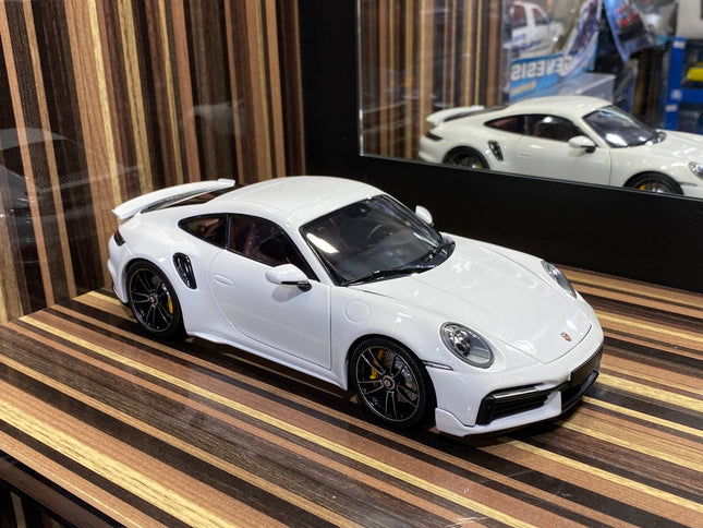 Minichamps 1/18 Porsche 911 Turbo S White All Opening Diecast Model - detailed collector display model