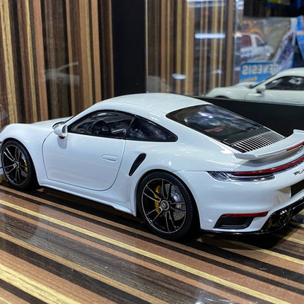 Minichamps 1/18 Porsche 911 Turbo S White All Opening Diecast Model - detailed die-cast style model