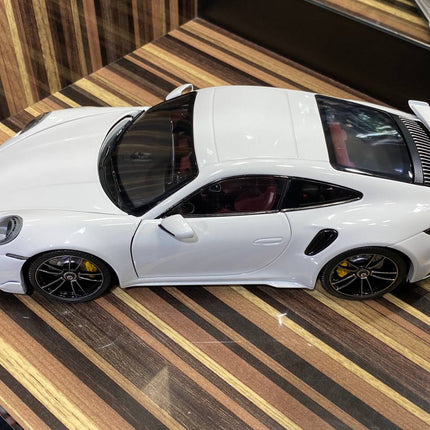 Minichamps 1/18 Porsche 911 Turbo S White All Opening Diecast Model - collectible scale model car