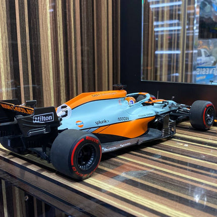 Minichamps 1/18 McLaren MCL35M Daniel Ricciardo Monaco GP 2021 Gulf - detailed die-cast style model