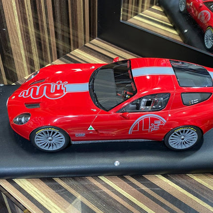 MR Collection Alfa Romeo TZ3 Corsa Zagato 1/18 Red Limited Edition - studio product photo of the scale model