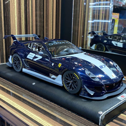 Ferrari 599xx #27 1:18 Blue Resin Diecast Model Car | MR Collection - detailed collector display model
