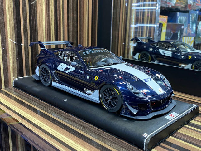 Ferrari 599xx #27 1:18 Blue Resin Diecast Model Car | MR Collection - detailed collector display model