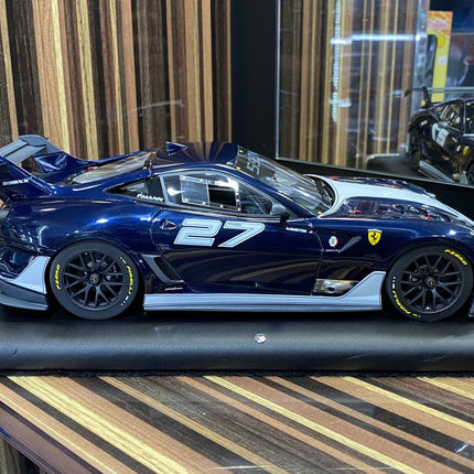 Ferrari 599xx #27 1:18 Blue Resin Diecast Model Car | MR Collection - scale model for display