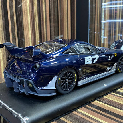 Ferrari 599xx #27 1:18 Blue Resin Diecast Model Car | MR Collection - detailed die-cast style model