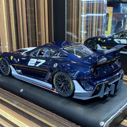 Ferrari 599xx #27 1:18 Blue Resin Diecast Model Car | MR Collection - premium collector scale model
