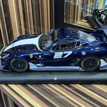 Ferrari 599xx #27 1:18 Blue Resin Diecast Model Car | MR Collection - fine detailed model replica