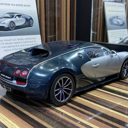 AutoArt Bugatti Veyron 16.4 Super Sport Dark Blue 1:18 Diecast Model Car - detailed die-cast style model