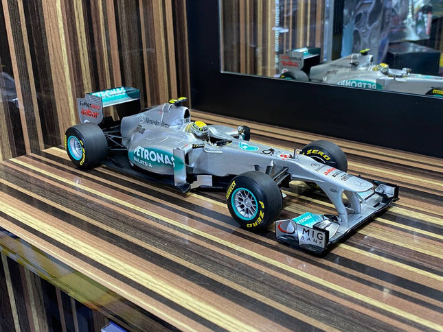 Minichamps Mercedes-Benz GP Petronas F1 MGP W02 #8 N. Rosberg 2011 1/18 Diecast Silver - studio product photo of the scale mo