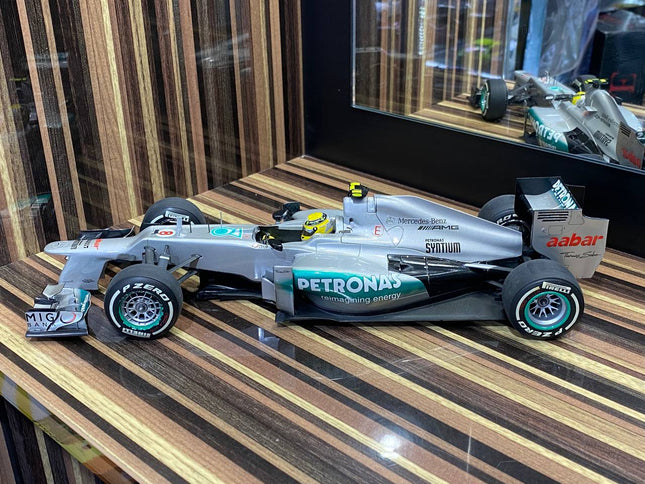 Minichamps Mercedes Benz AMG Petronas F1 W03 #8 N. Rosberg 2012 1:18 Diecast Silver - studio product photo of the scale model