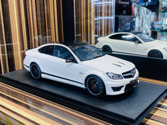 GT Spirit Mercedes-Benz C63 AMG Edition 507 1/18 Resin Model White - studio product photo of the scale model